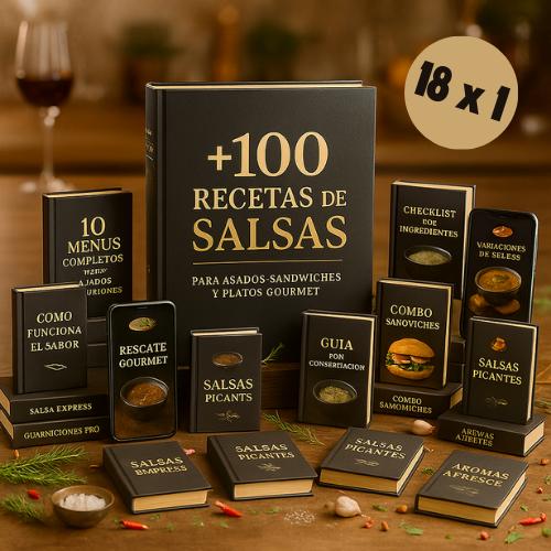 +100 Salsas Irresistibles para Asados y Sanguches 3x1 + 15 Bonos Exclusivos🎁