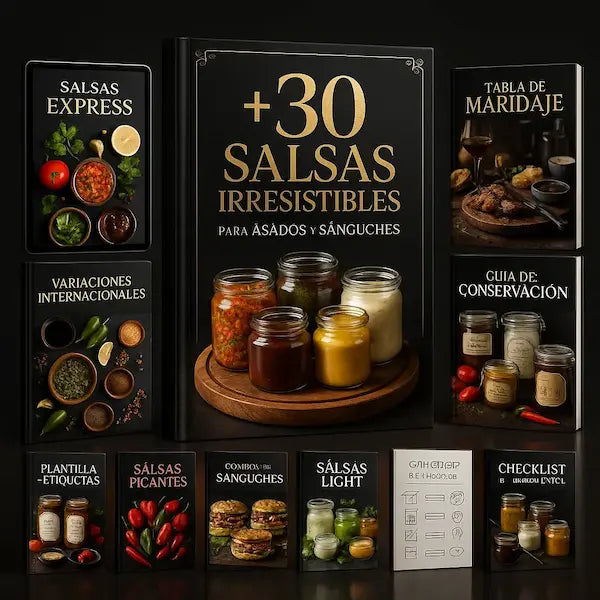 +30 Salsas Irresistibles para Asados y Sanguches+ 11 Bonos Exclusivos🎁